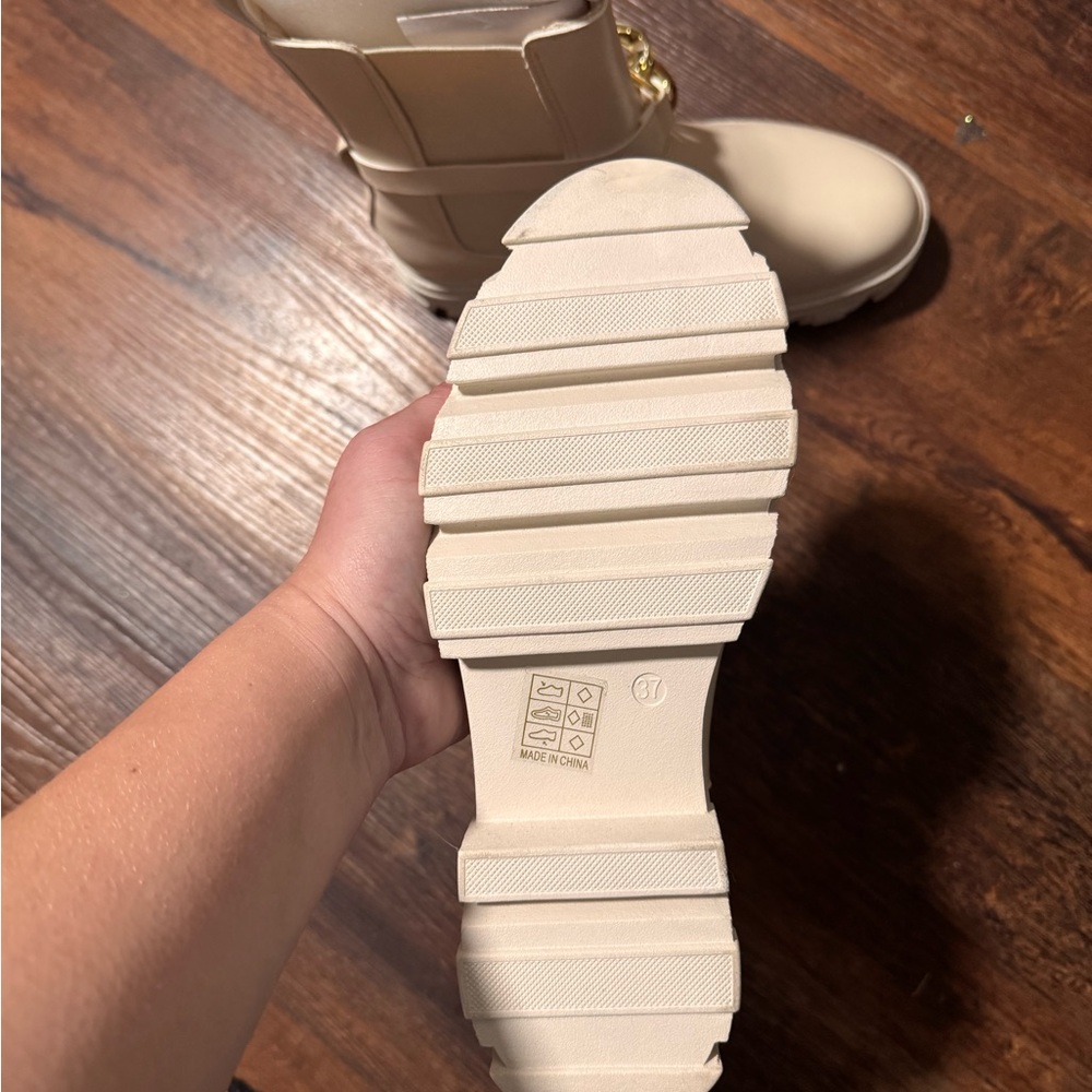 Nasty Gal Cream Ankle Boots with Gold Accent - Picture 4 of 4